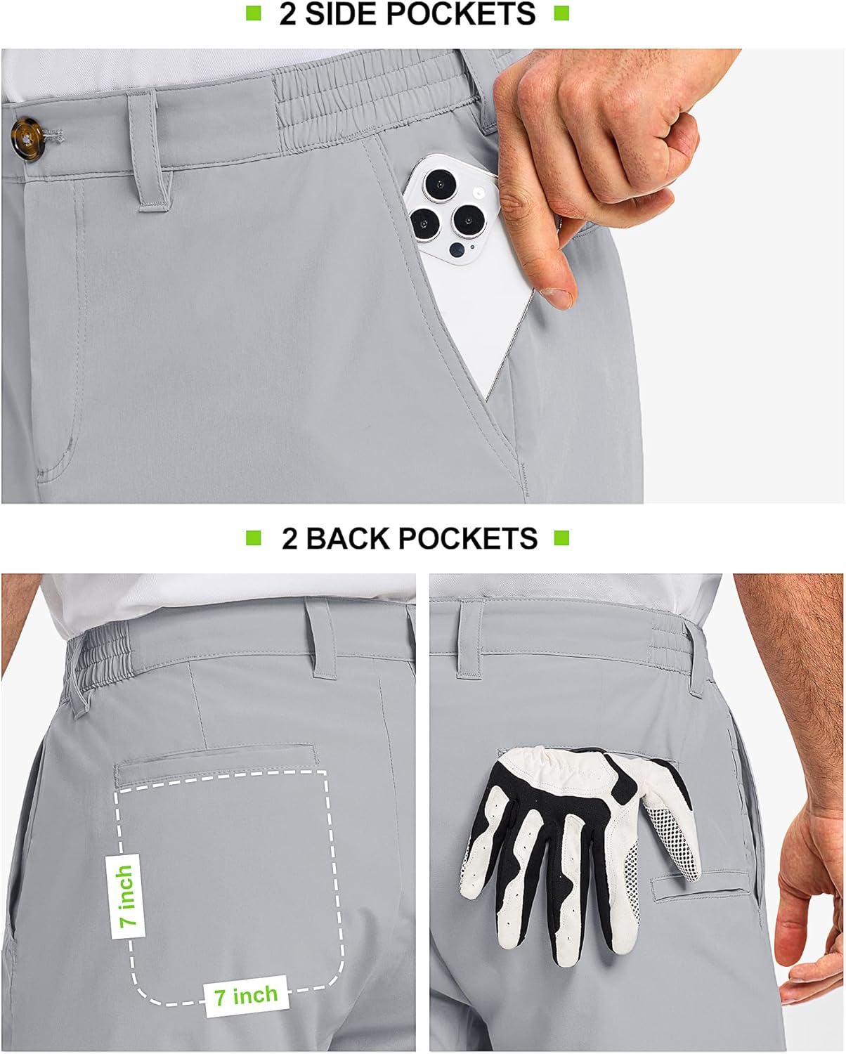 33,000ft Men's Golf Shorts 9" Dry Fit Stretch Golf Short UPF 50+ Lightweight Flat Front Golf Shorts with Pockets - Image 4