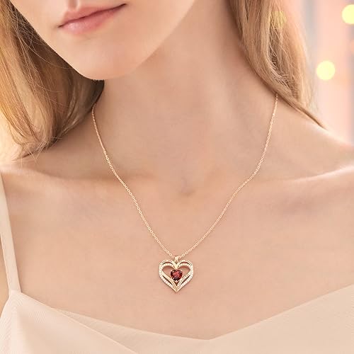 Miniatura 5 de CDE Collares de piedra natal para mujeres y niñas plata de ley 925 con colgante de corazón de amor eterno collar con circonita cúbica regalo de