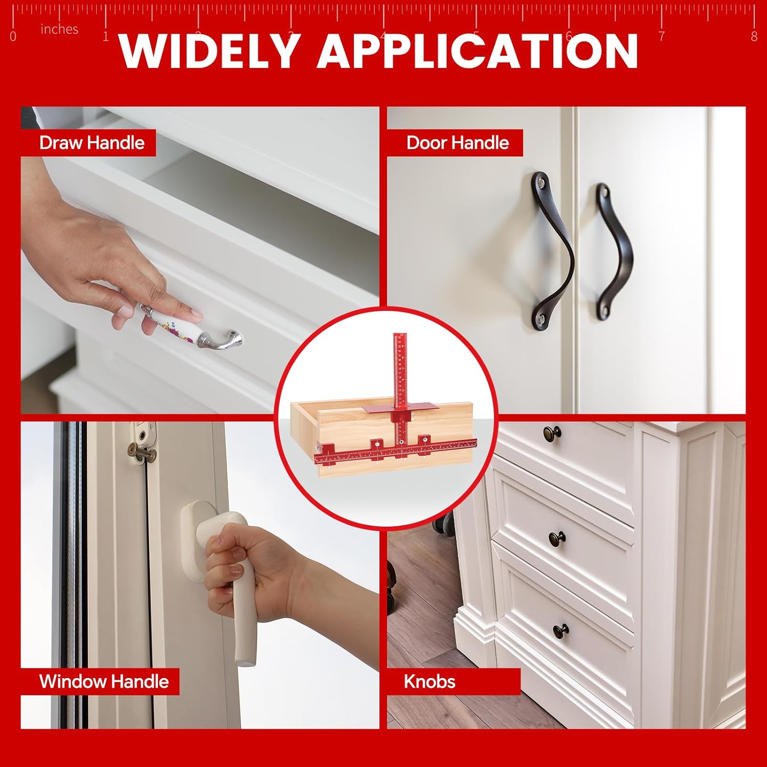 Aluminum Cabinet Hardware Jig Tool for Handles Pulls Knobs, Cabinet Pull Jig with Automatic Center Punch, Hardware Template for Door Drawer Handles Installation - Image 7