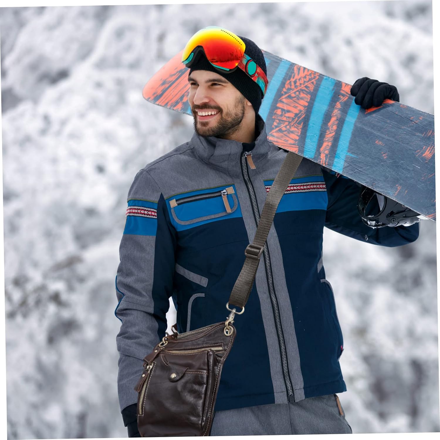 Men's Vintage PU Leather Phone Bag Retro Cycling Waist Pack Outdoor Sports Pouch Adjustable Strap for Hiking and Travel
