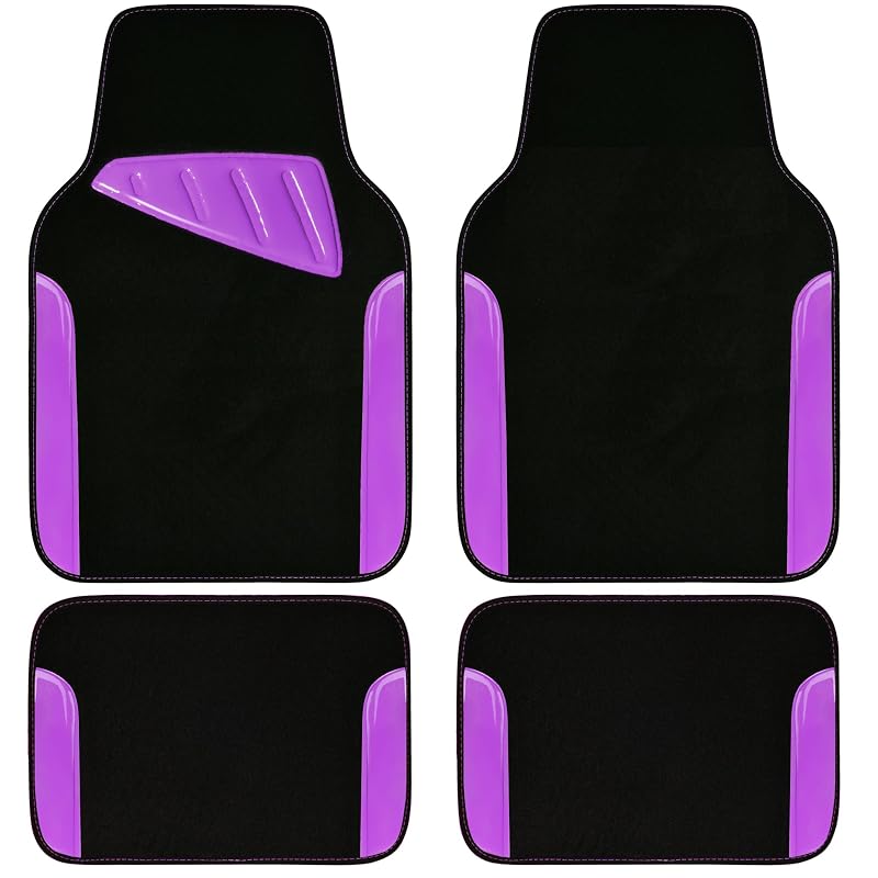 Tapetes automotivos de couro CAR PASS, impermeáveis, com base antiderrapante, roxo, kit com 4 peças