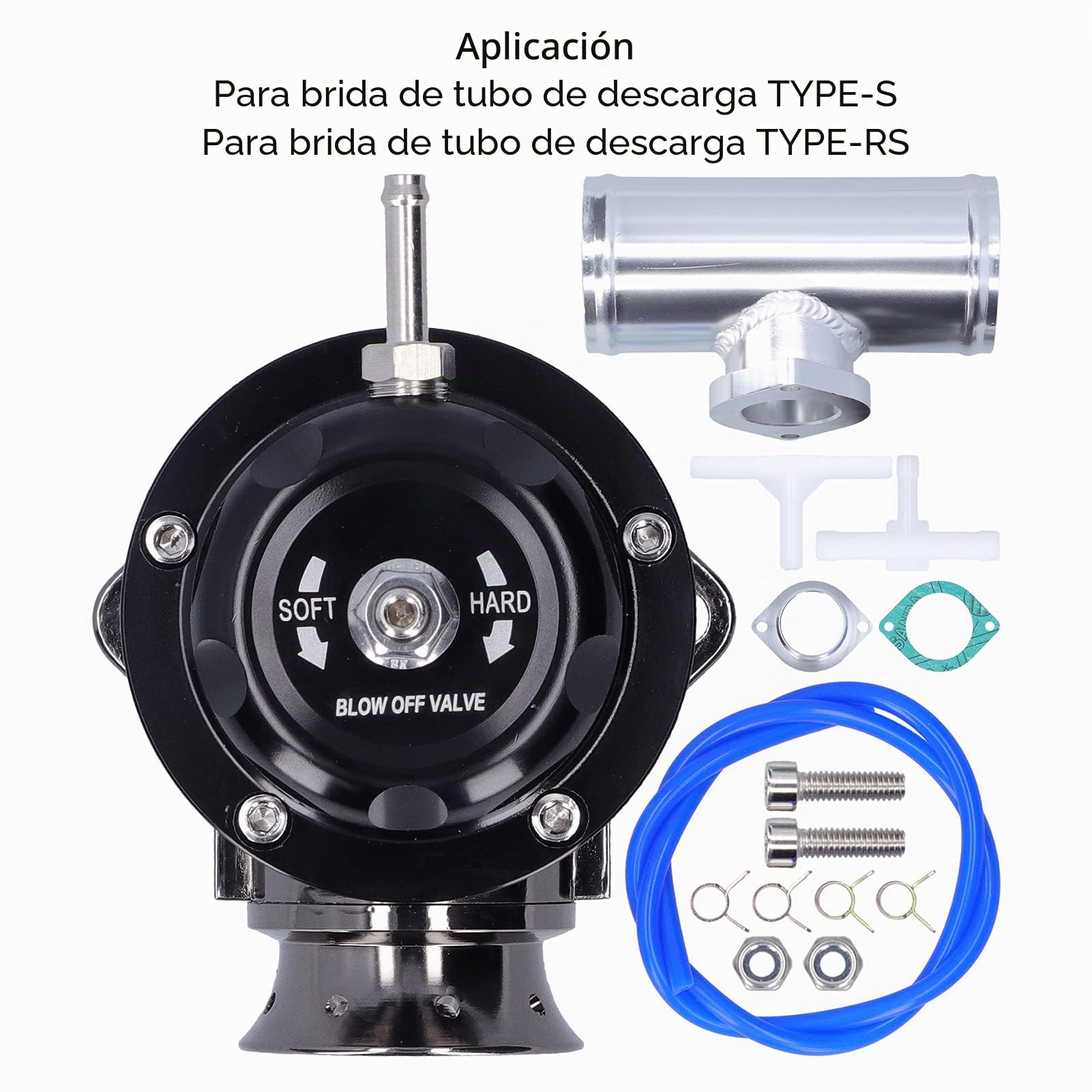 Válvula de descarga turbo de palanquilla de aluminio, tubo de brida de 2,5 pulgadas TipoRS Válvula de descarga universal Accesorio para automóvil SDDBOVGRSBL FPG250(negro)