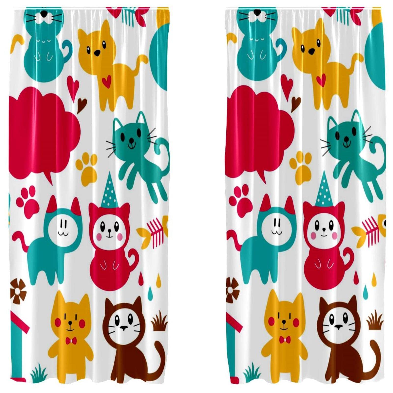 Rideaux chats amusants 140x213 cm lot de 2 pour salon