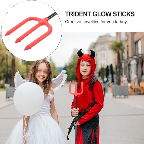 Miniatura 9 de Disfraz de 3 piezas de diablo rojo diablo, accesorios de disfraz de diablo para Halloween, fiesta de cosplay (color al azar) para niños, varitas