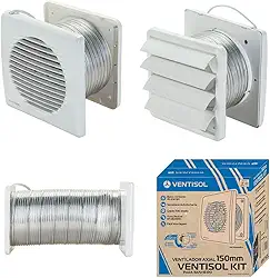Kit Exaustor Banheiro Completo Bivolt 150mm Duto Grade Inseto