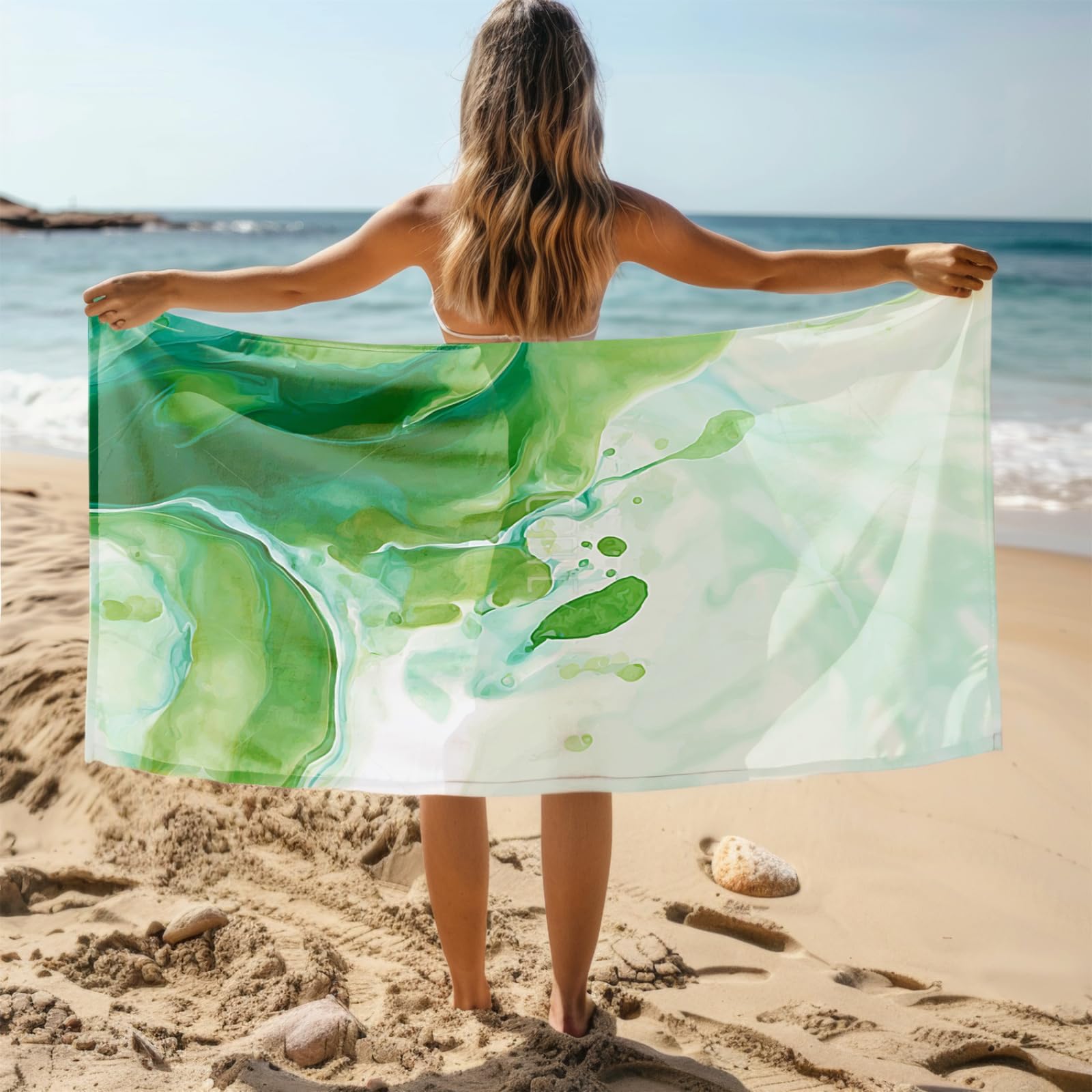 Générique Serviette de Plage 90X180 Abstract Vert Pomme