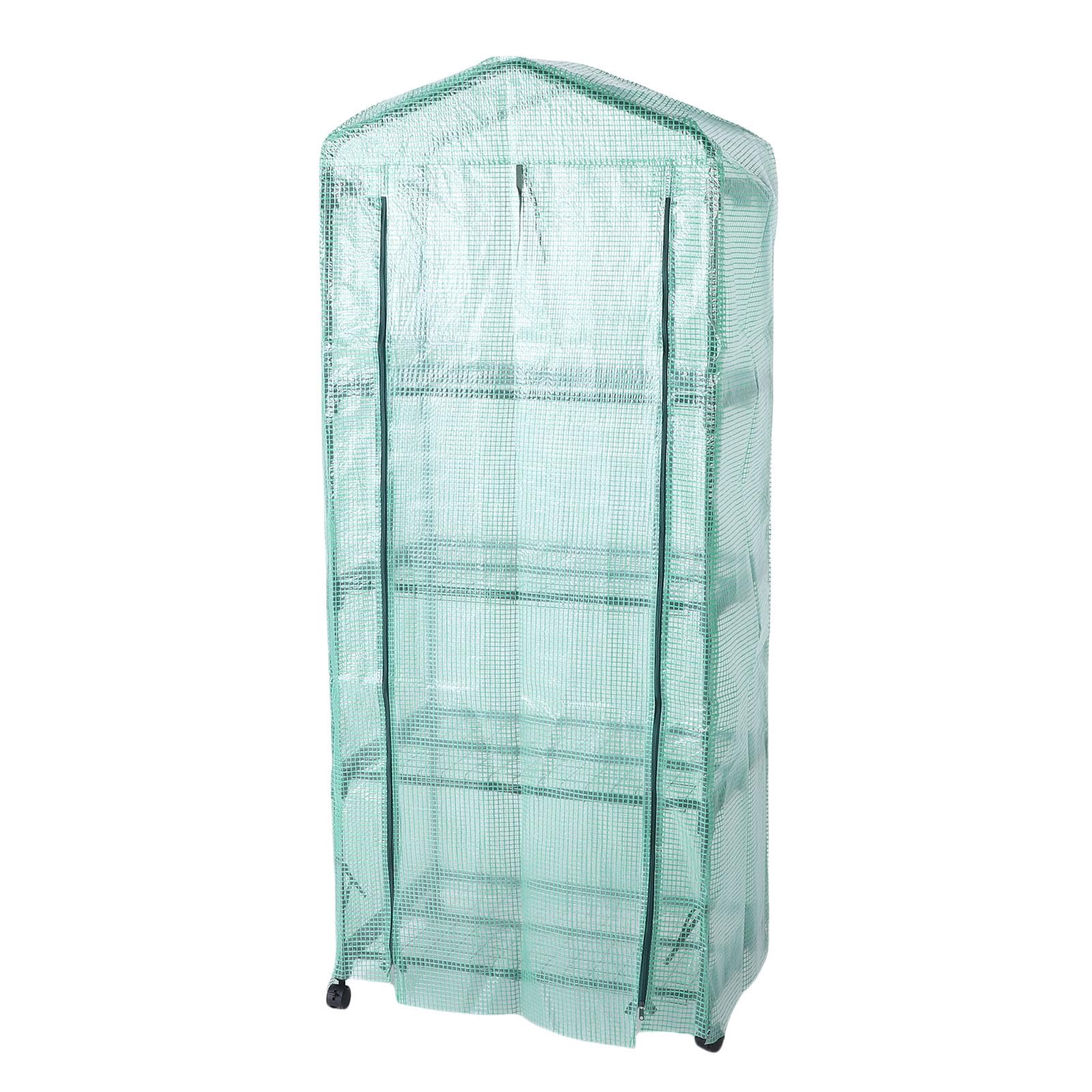 Fdit Invernadero Pequeño con Ruedas, Invernadero de 4 Niveles con (Green) | Ruedas Giratorias 360°, Estructura de Acero, Repisas de 27” y Puerta