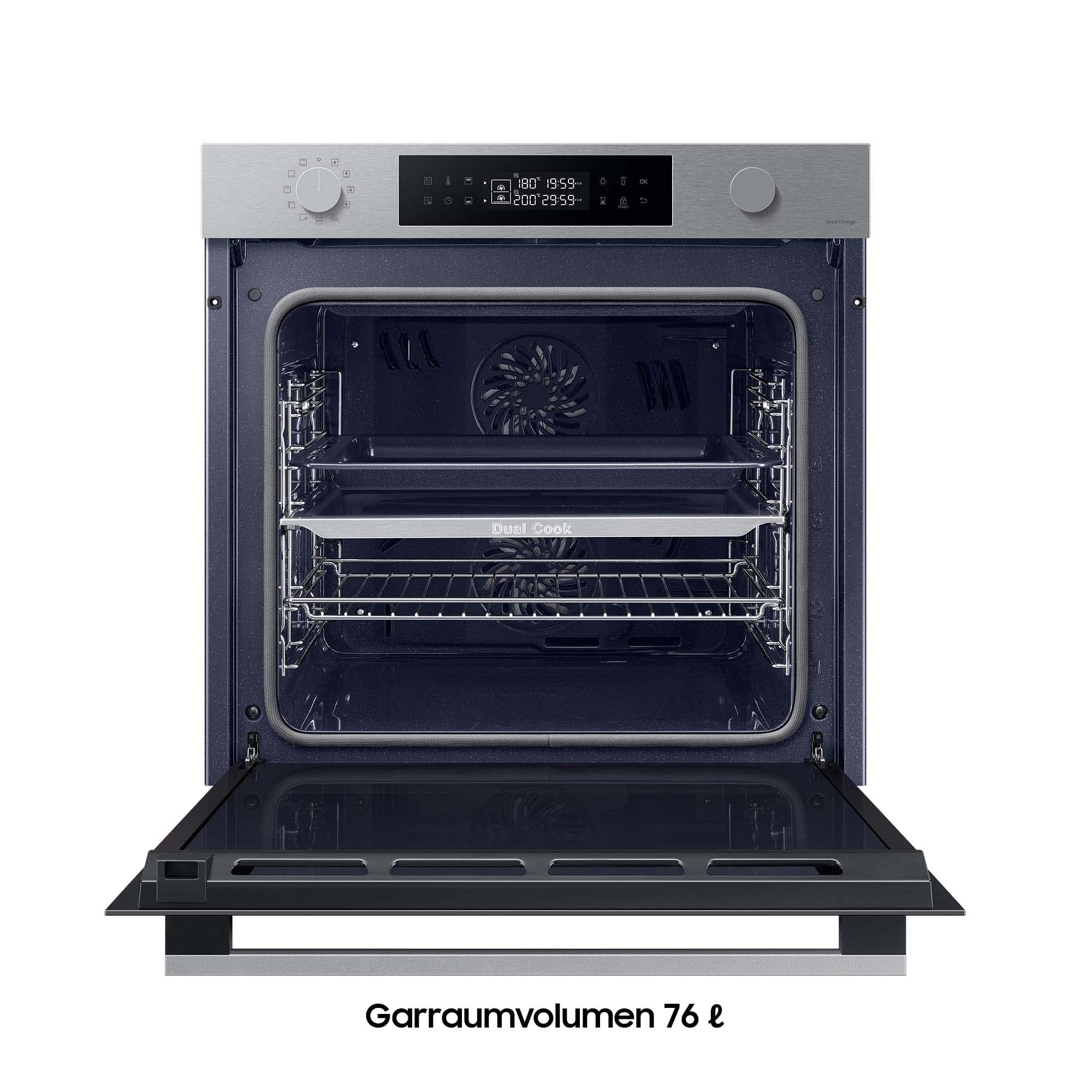 Samsung NV7B41307AS/U1 Einbaubackofen,76 ℓ, Pyrolytische Selbstreinigung, SmartThings Cooking, XXL-Garraum