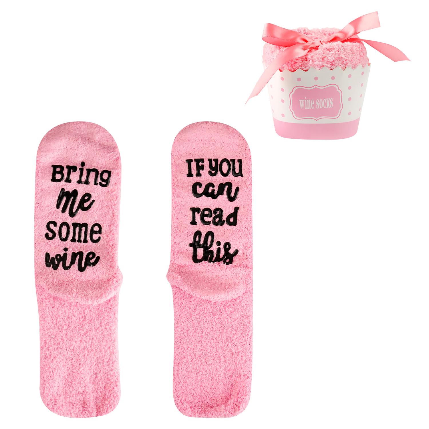 Tabanzhe Funny Socks for Women, Fluffy Fuzzy Novelty “If You Can Read This Bring Me” Socks, Warm Cozy Sock,Birthday Christmas Gift for Mum Wife Girlfriend Friends