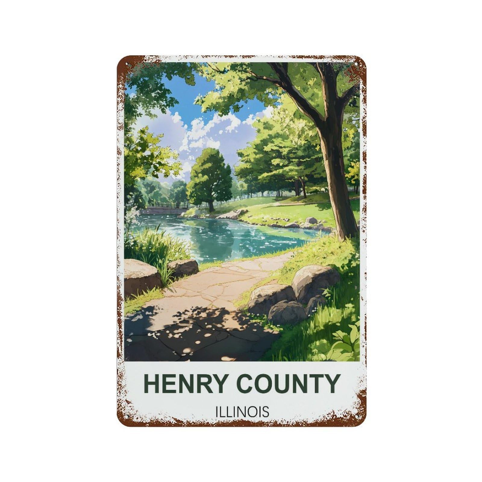 Henry County Illinois Retro Design Tin Paintings Vintage Tin Sign 08x12inch(20x30cm) Wall Art for Home Office Bedroom Living Room Cafes Wall Decor