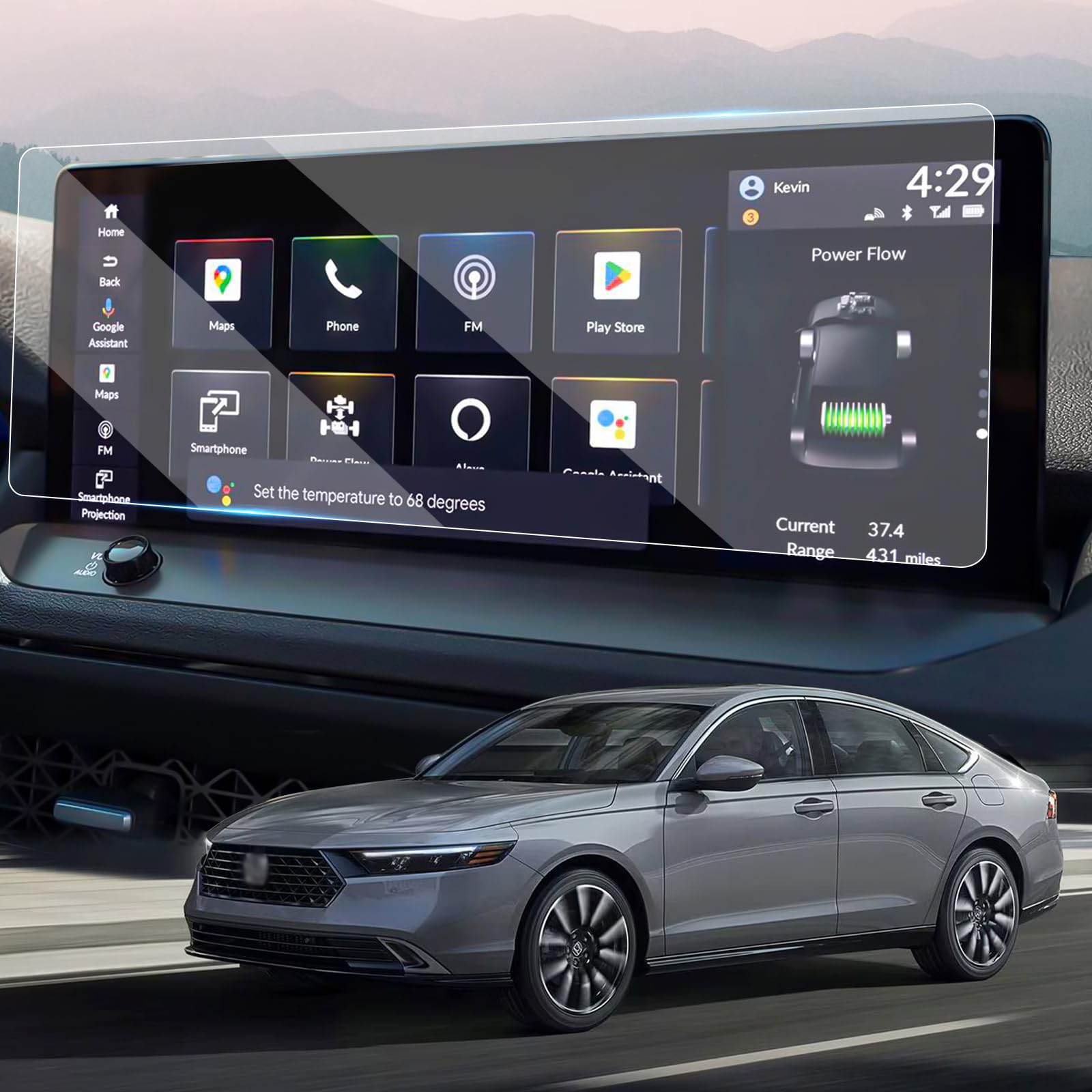 Sinminou Screen Protector Compatible with 2023 2024 Honda Accord Accessories, 12.3 Inch GPS Navigation Tempered Glass Protective Film Anti-Scratch HD Clear Infotainment Foils