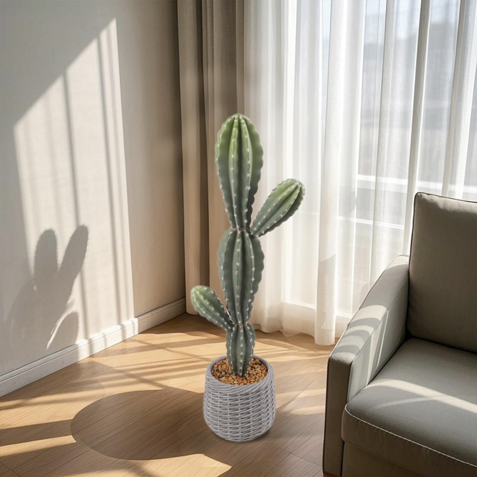 Cactus artificiel - 88 cm - Plantes de cactus artificielles - Grande taille - Euphorbia Acrurensis - Très facile d'entretien - Plante artificielle en pot - Décoration pour la maison, le jardin, le