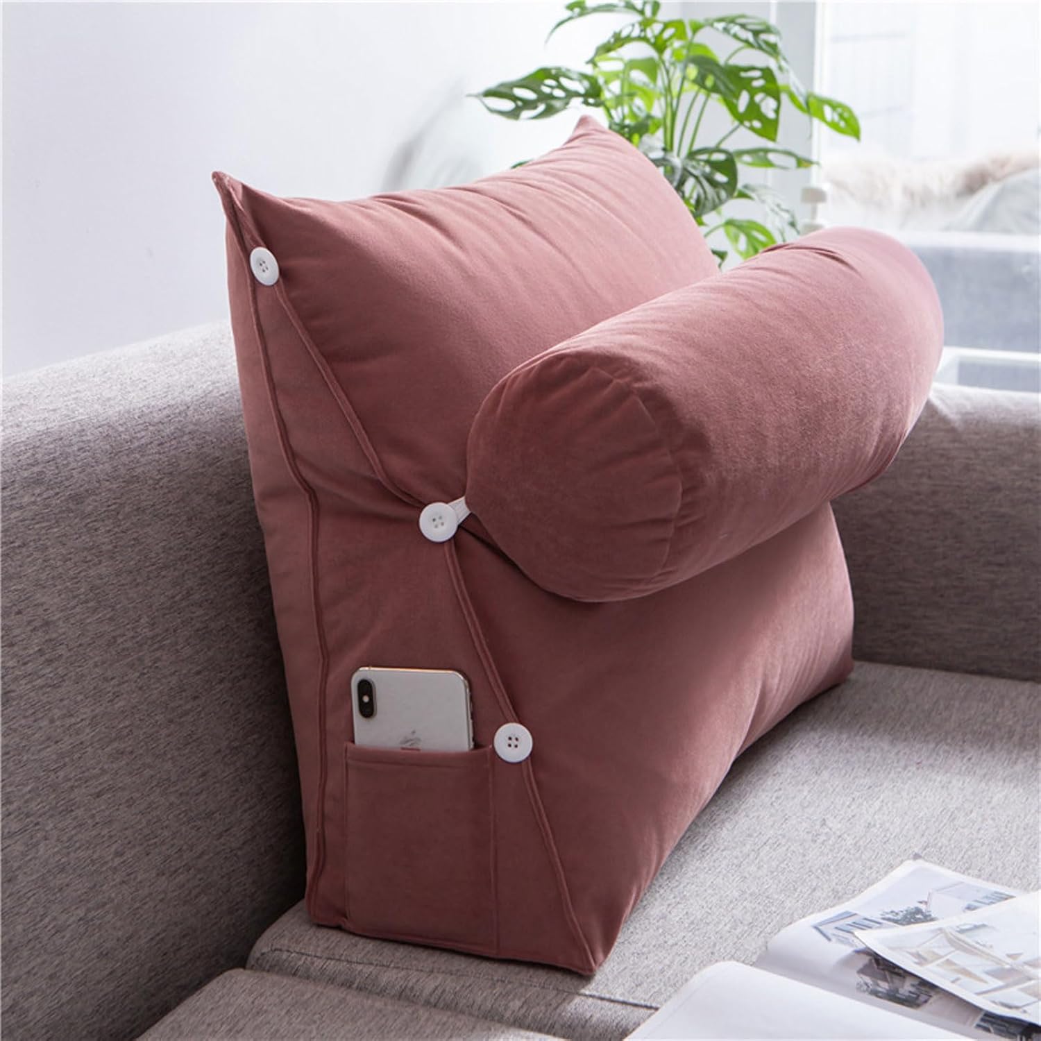 HUHJYUGE Wedge Pillow, Triangle Reading Pillow, Comfortable Back Support Pillow, Adjustable Triangle Back Cushion Pillow, Sofa Bed Office Chair Rest Reading Pillow (E 45x45cm)