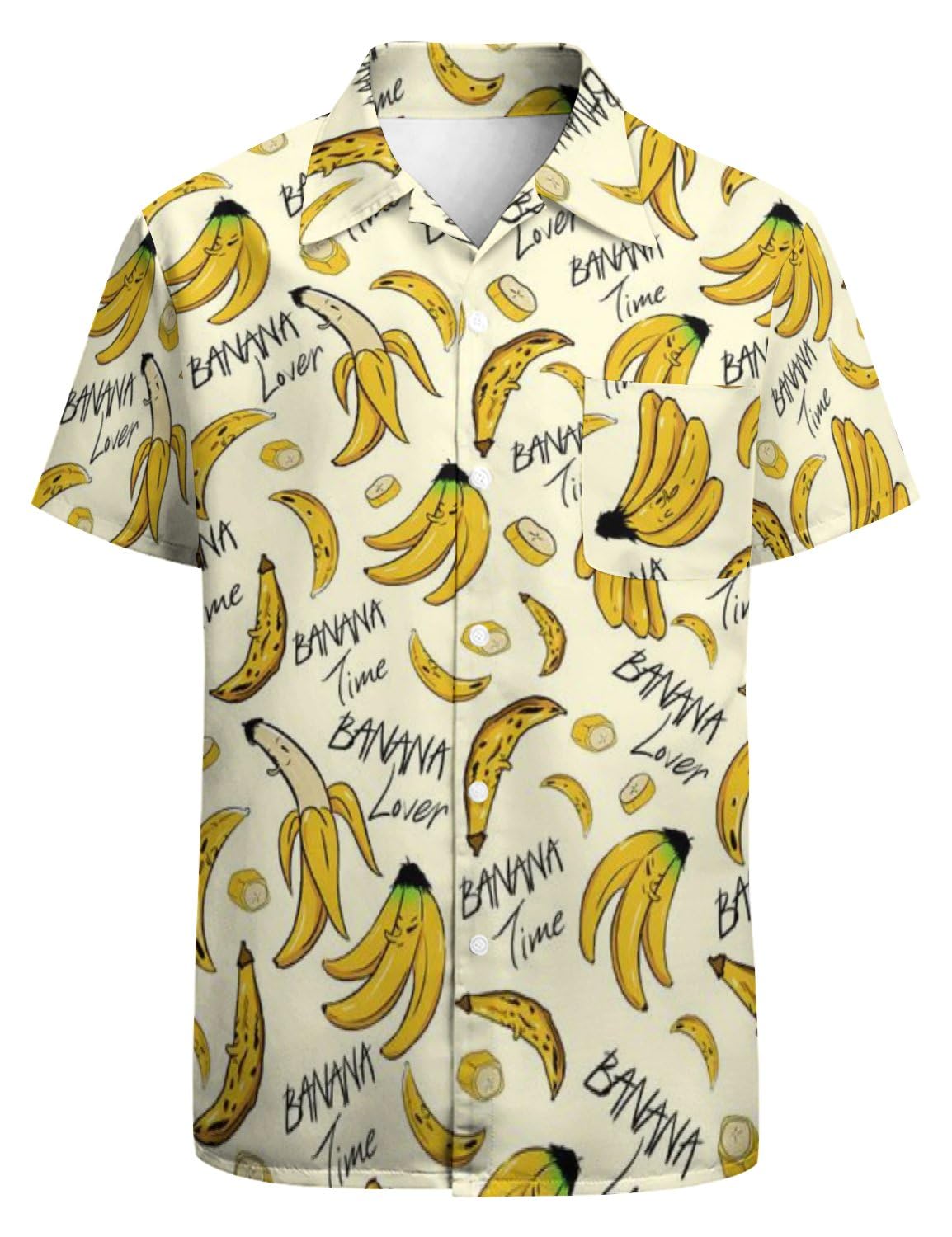 Gadzille Men's Tropical Banana Hawaiian Shirt For Casual Button Down Shirt Short Sleeve Aloha Beach Shirt Party Shirt, Large