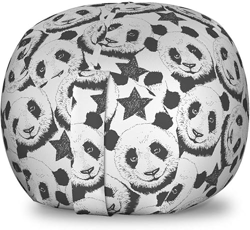 Miniatura 10 de Lunarable Silla de bolsa de juguetes de almacenamiento exótico, pavo real, flores y hojas, ilustración dibujada a mano vintage en estilo acuarela,