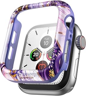 SURITCH Case for Apple Watch Series 6/5/4/SE 40mm Built in Tempered Glass Screen Protector HD Clear Shockproof Slim Bumper Hard PC Full Protective Cover for iwatch Series 6/5/4/SE, Lavender