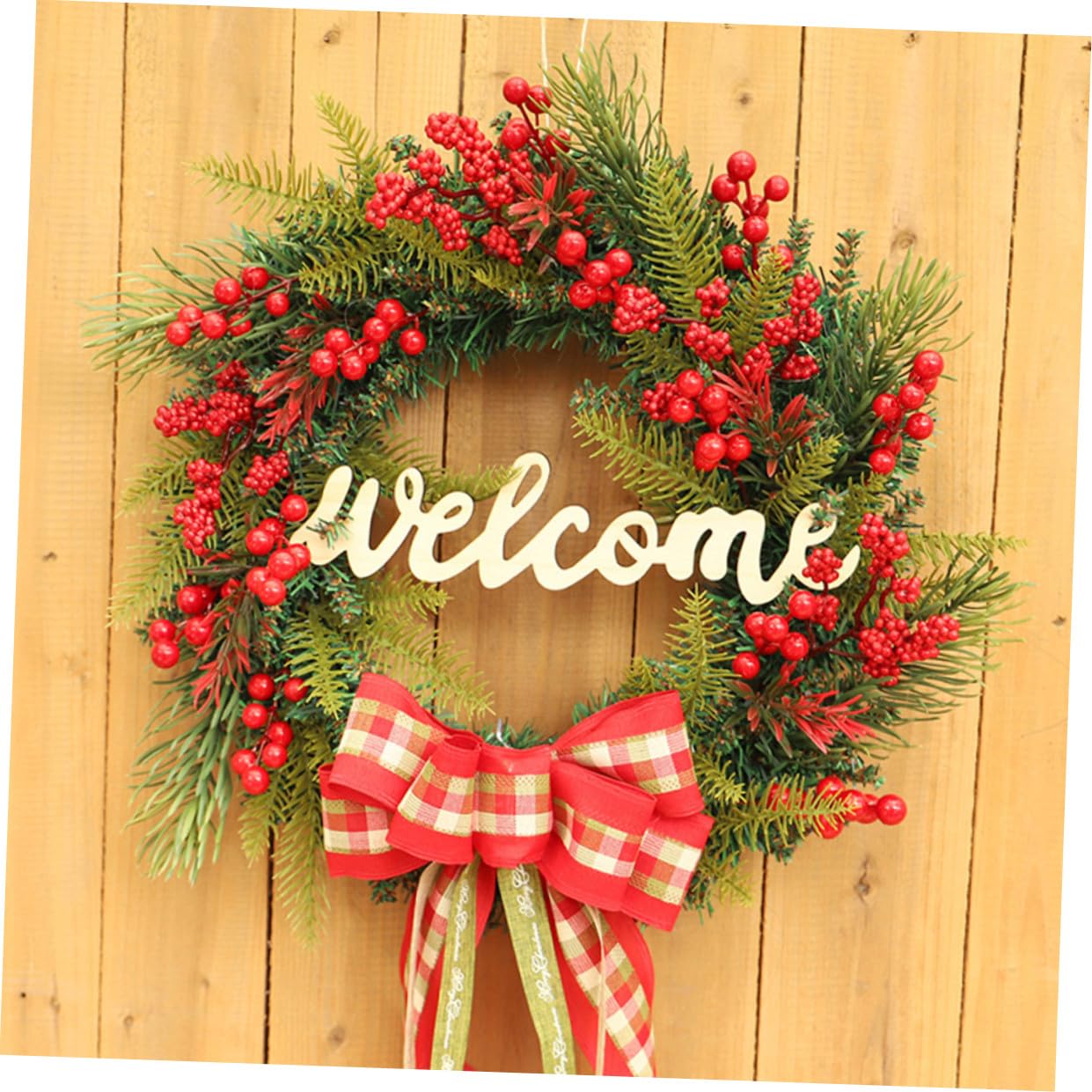 Guirnalda Navideña Brillante de Bayas Navideñas Colgante para Puerta o Pared Guirnalda Luminosa Decorativa para Decoración de Invierno