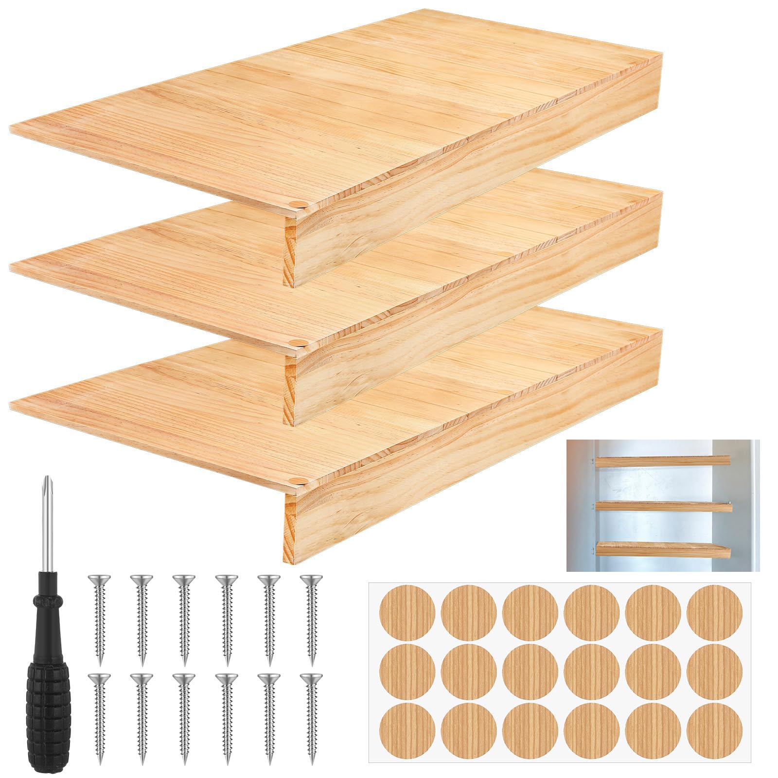 Hoolerry Wooden Wire Shelf Covers – 3 Sets, 36x16 Inches – Wood Grain Stickers For Closet & Pantry Shelves