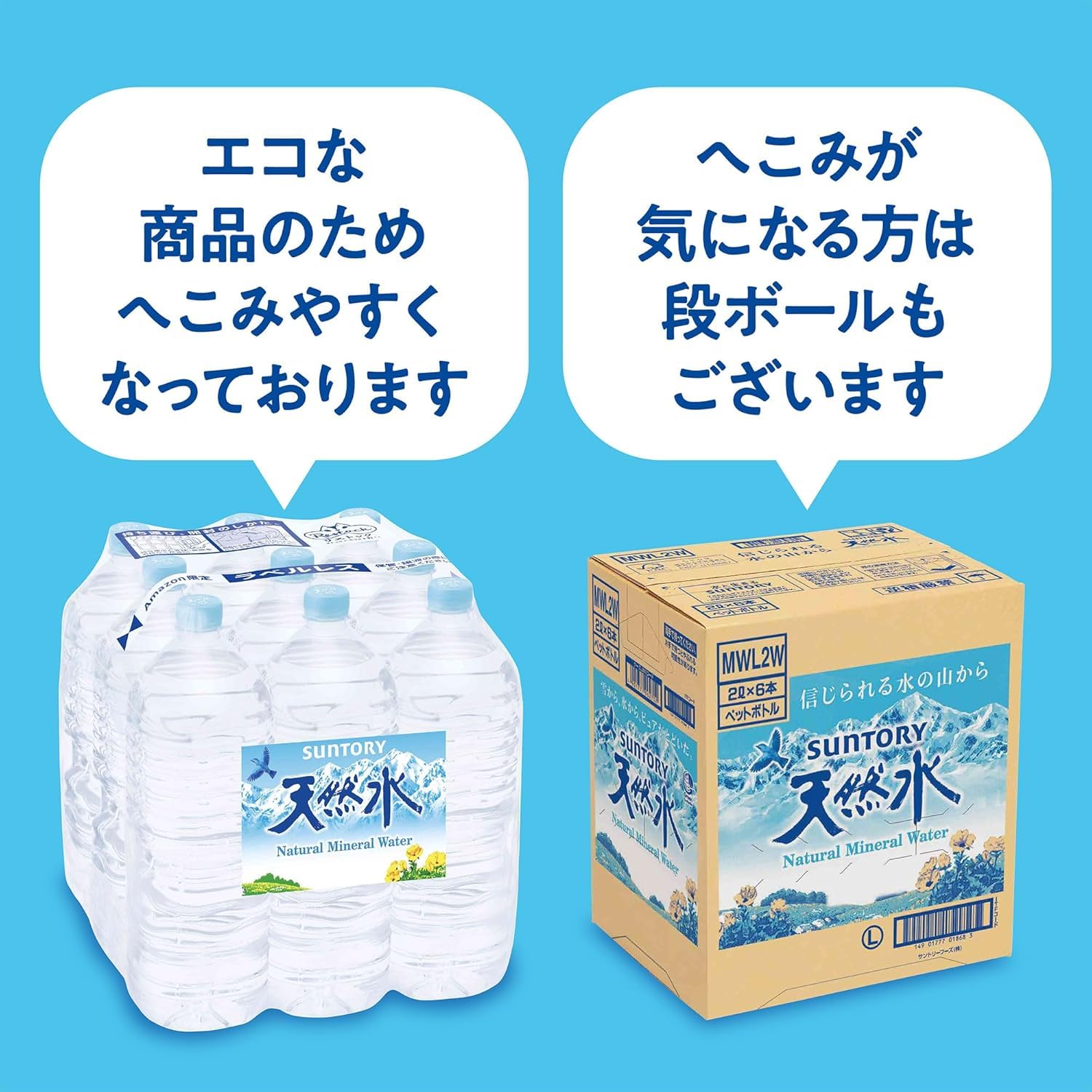 サントリー天然水 ラベルレス 段ボール無しでお届け(エコフィルム包装) 2L×9本 南アルプス【Amazon.co.jp限定】 まとめ売り実施中 - 5
