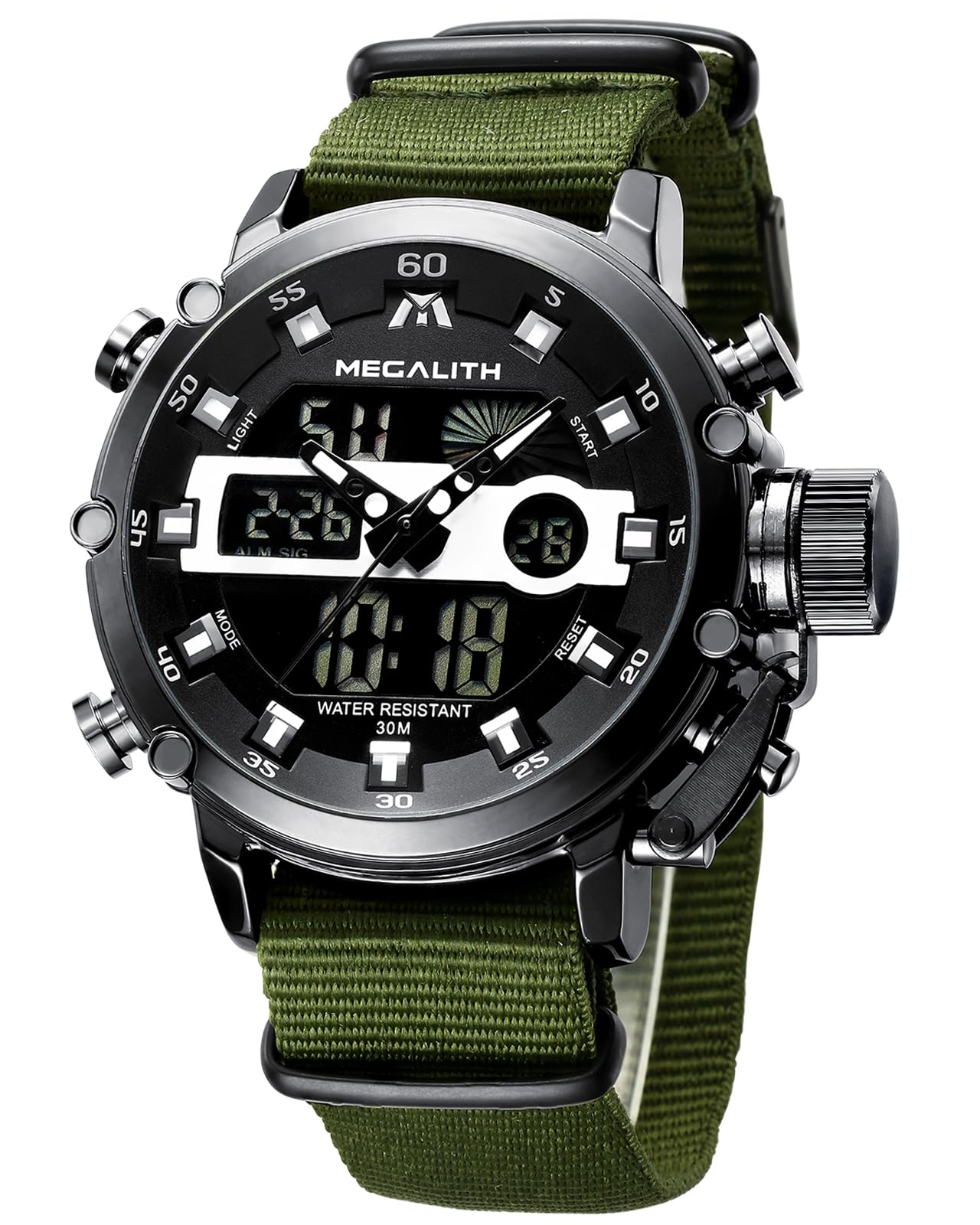 Digital Mens Watches Military Sports Watches for Men Waterproof Stopwatch Alarm - Tactical Heavy Duty Wrist Watch Nylon Leather Strap