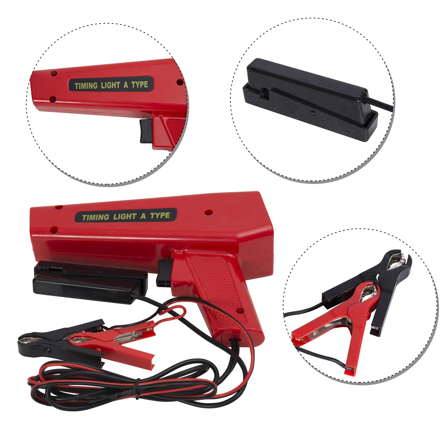 HOMCOM Pistola Stroboscopica d'Accensione con Luce Flash Xenon per Motori a Benzina, Rossa