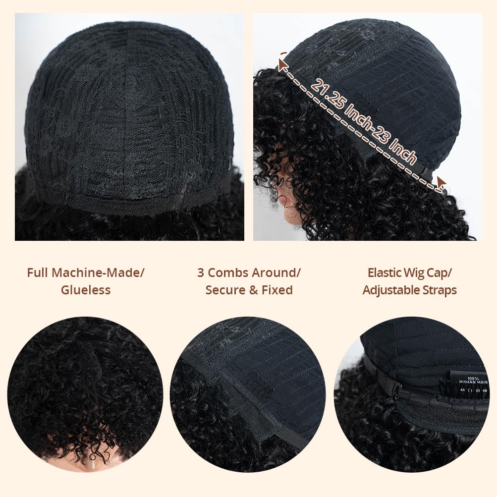 Style Icon 14” Short Afro Curly Human Hair Wigs Ombre Blonde Glueless Wig