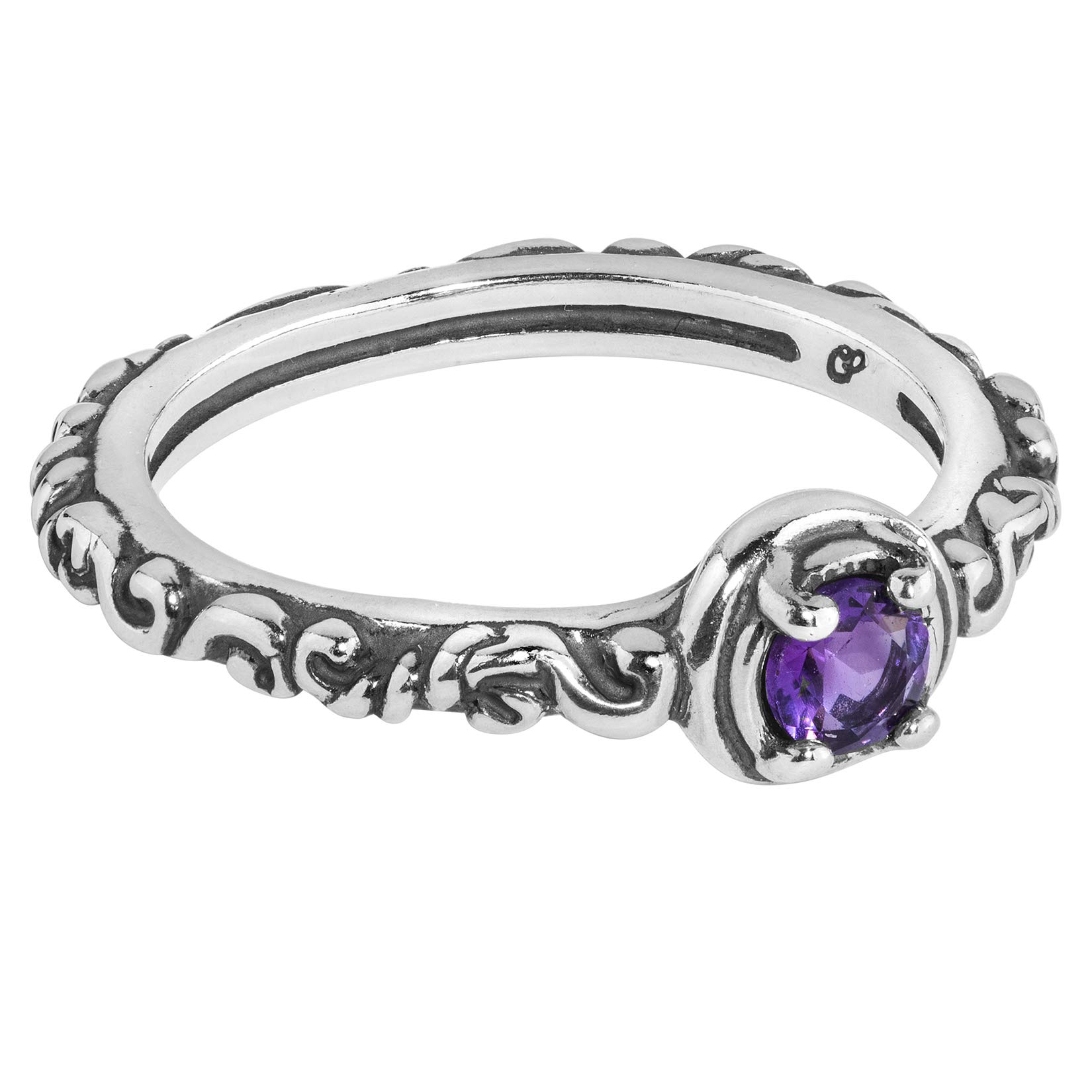 Sterling Silver Gemstone Birthstone Single Round Stone Band Ring - Choice of Gemstones