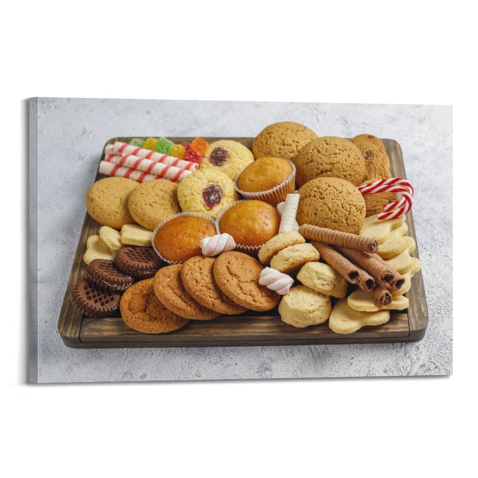 XKUGA Hearty Food Art Poster Dessert Platter Modern Decorative Canvas Prints - Ideal Wall Art for Family, Man Cave, Game Room, Boys & Girls Bedroom 16x24inch(40x60cm)