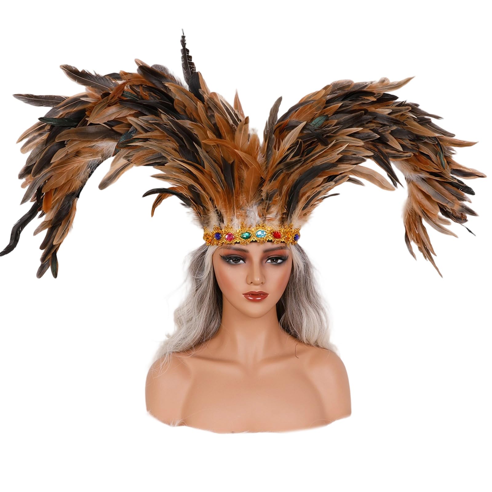 sodeber Decorative Feathered Headpiece Crowns Headdress Carnivals Headwear Mardis Gras Accessory20s Flapper Headband Carnivals Headdress for Women