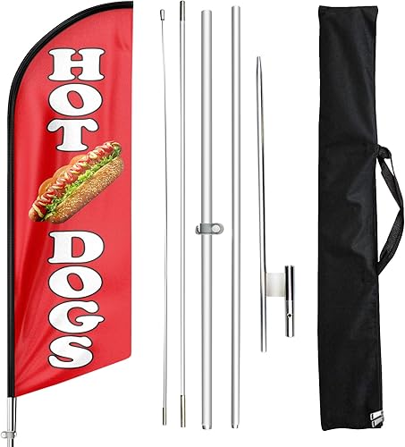 Bandera de perro caliente Swooper, banderas y poste de plumas de perros calientes, comida para perros calientes, restaurante, publicidad, kit de