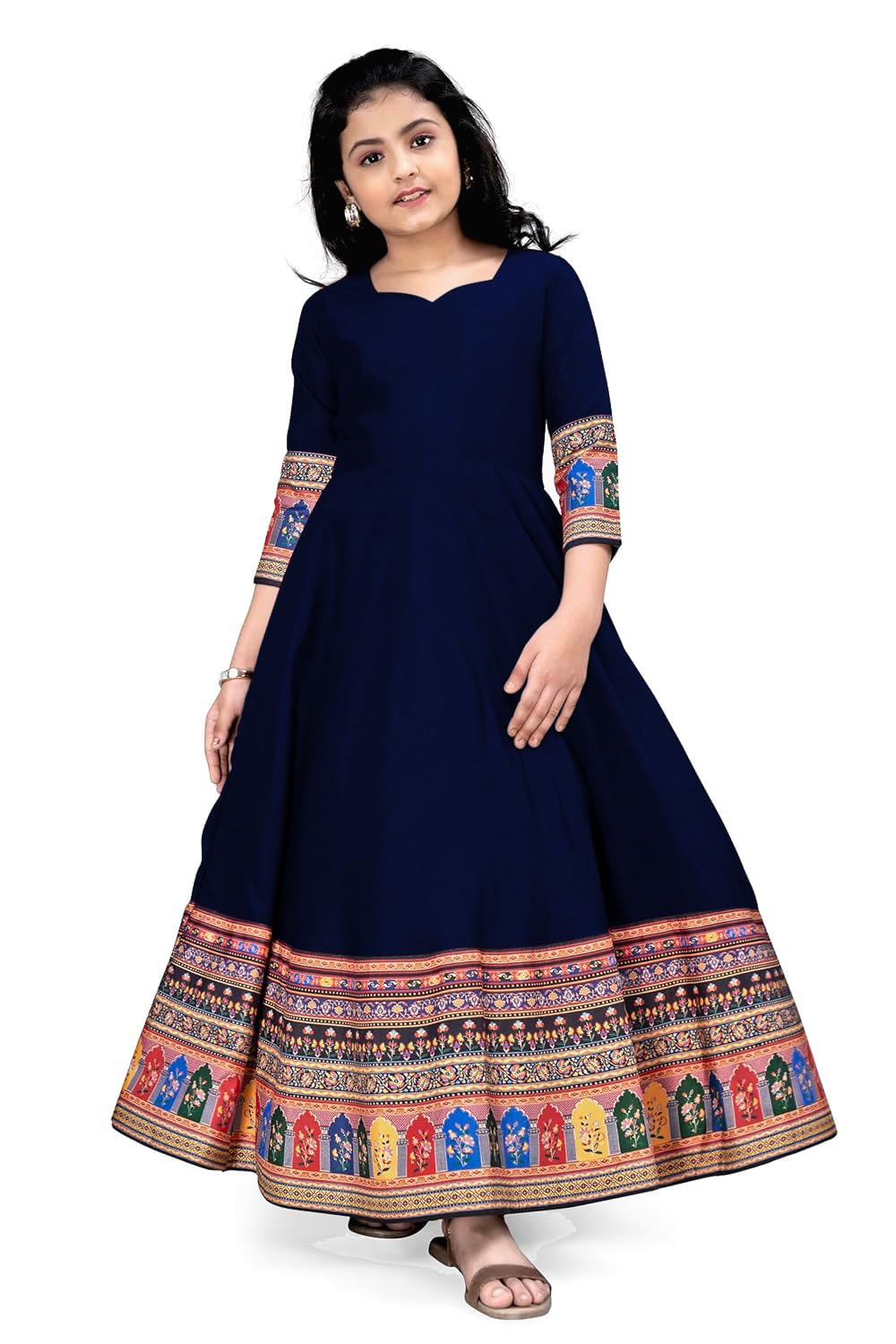 Cotton Silk Anarkali Kids Outfit For Baby Girls-image-3