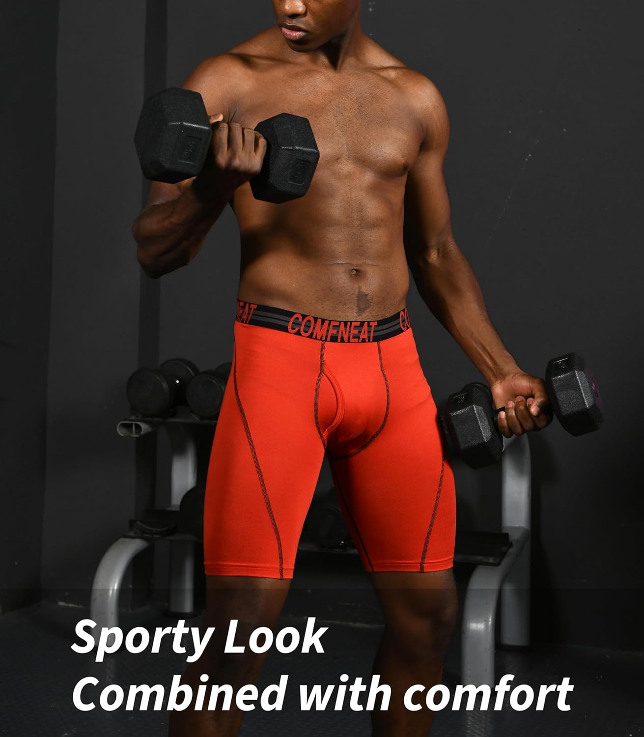 Comfneat Men's 9" Long Boxer Briefs Sports Performance Breathable Underwear 4-Pack - Image 4