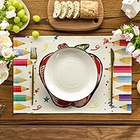 Vista 2 de Artoid Mode Juego de 4 manteles individuales coloridos de punto lápiz para el regreso a la escuela, 12 x 18 pulgadas, manteles individuales