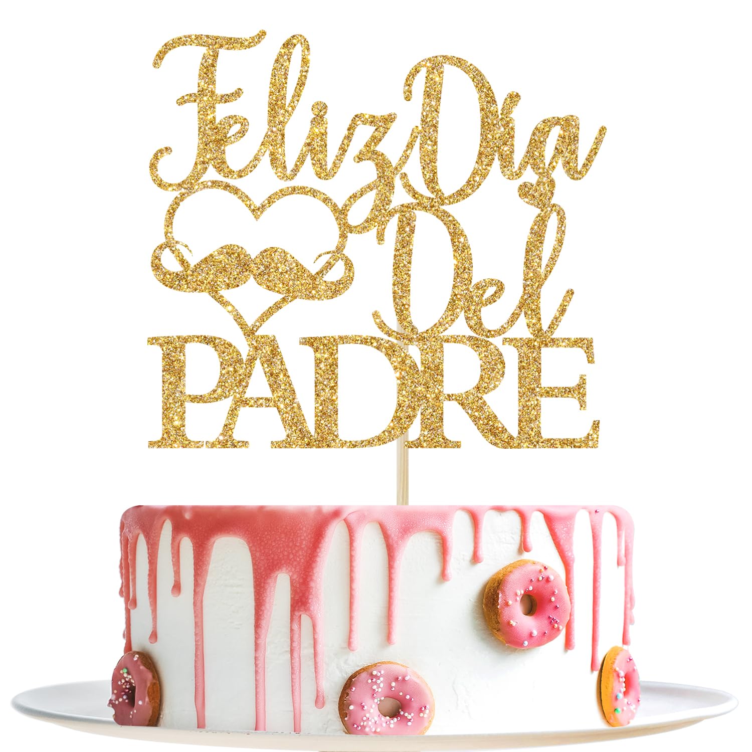 Feliz Dia Del Padre Cake Topper, Feliz Dia Papa Decor, Dad Birthday Cake Decor, Feliz Cumpleaños Papa, Happy Father's Day Party Decorations (Gold