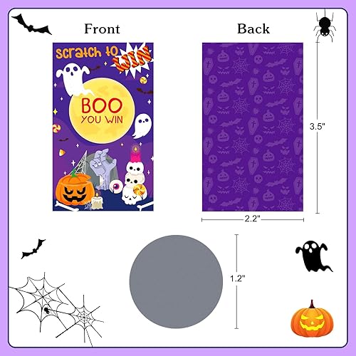 Miniatura 7 de WaaHome Tarjetas de juego para raspar de Halloween para niños y adultos, 28 jugadores, tarjetas de rascar fantasmas para Halloween, baby shower,