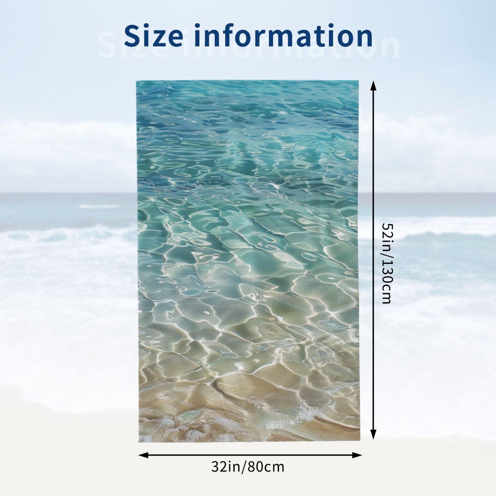 DCEHGEW Clear Sea Water Printed Microfiber Bath Towels 32x52 Inch, Highly Absorbant Beach Towel Bath Sheets for Bathroom Travel Hotel Spa