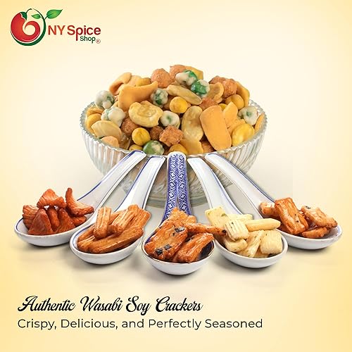 Miniatura 5 de NY Spice Shop Wasabi Explosions Crackers - Snacks de arroz de 1 libra - Galletas de arroz crujientes, picantes, naturales y mixtas
