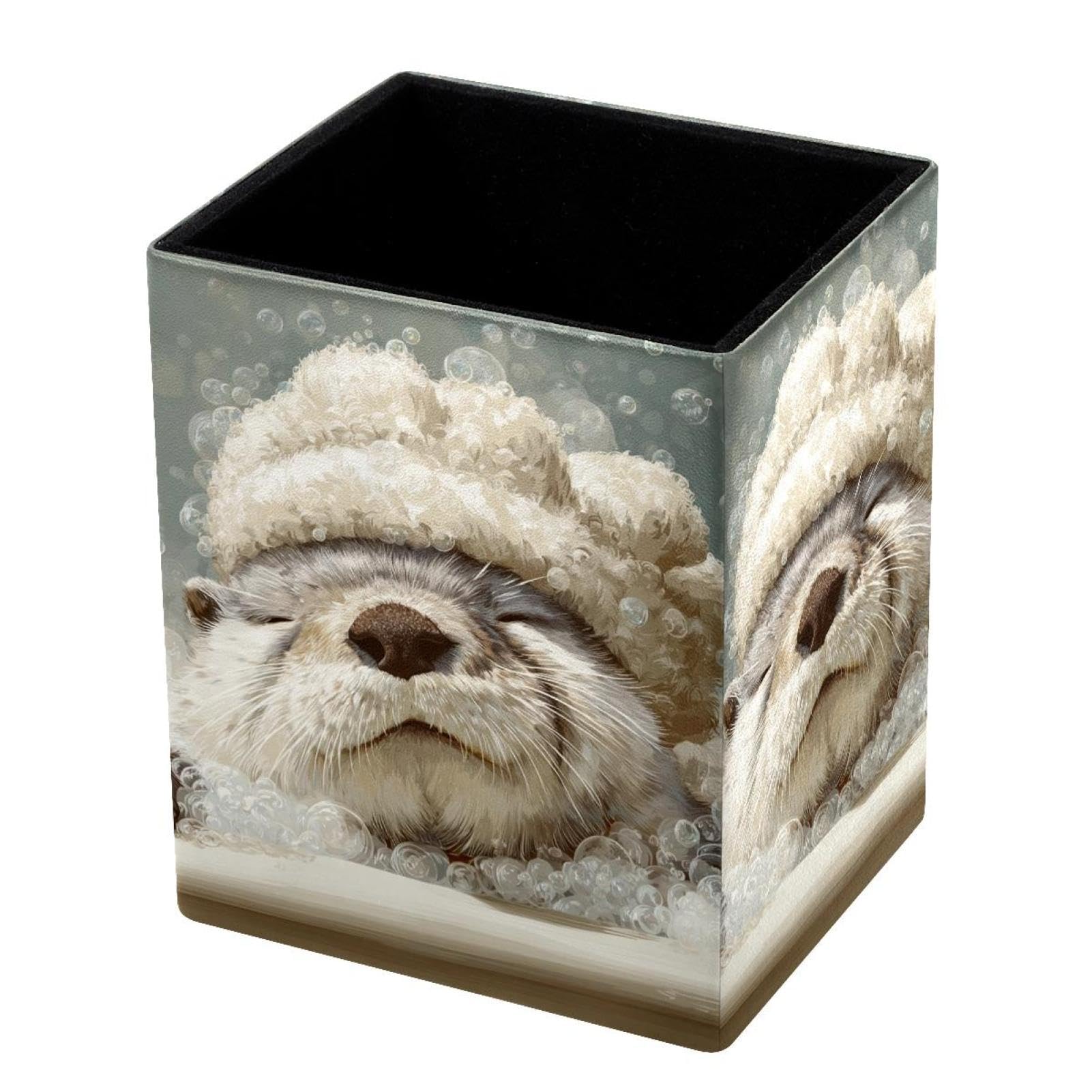 VAPOKF Pencil Holders for Desk, Otter Printed Pen Holders Pen Pot Makeup Brushes Storage Desktop Stationery Supplies Organiser for Home Office