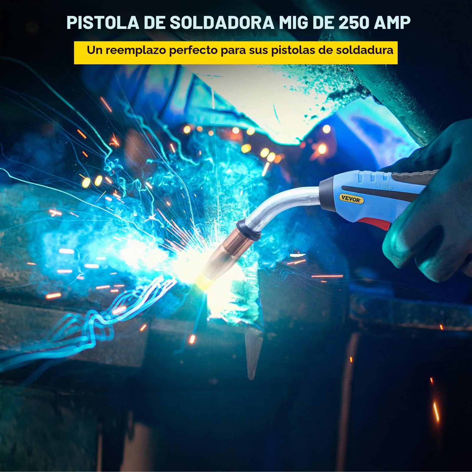 VEVOR Pistola de soldar Mig Cable flexible de repuesto para antorcha de 15 pies ciclo de trabajo de 250 Apara soldador eléctrico soldadura resistente, construcción industrial, entornos hostiles
