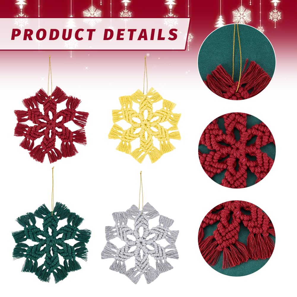 INFUNLY 9 Teiliges Makramee Weihnachts Schneeflocke Produktbild-Vorschau 4