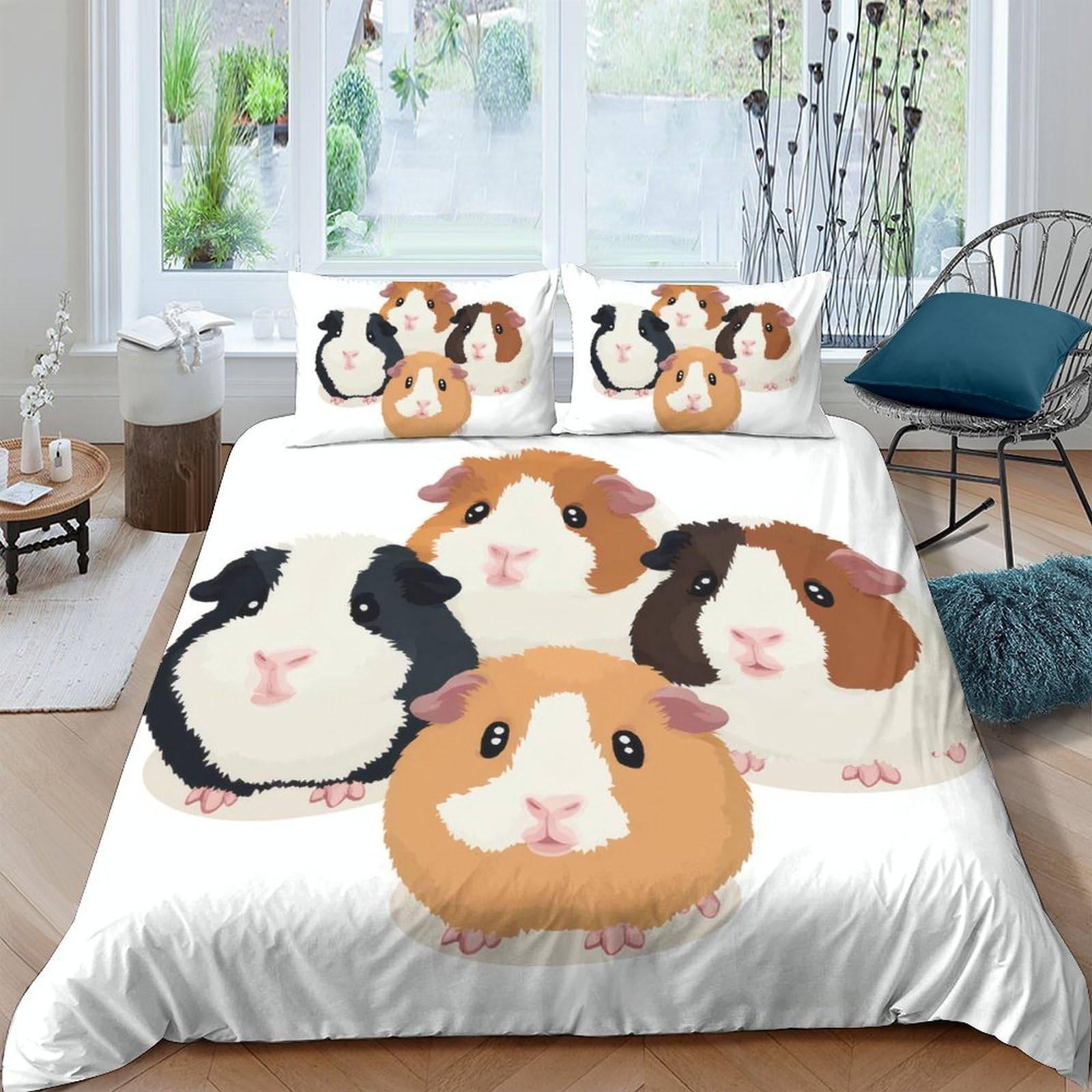 Ctjqhvkz Style-1 3D Printed Guinea Pig Fitted Sheet Microfiber Soft Animal Pattern Bed Cover For Bedroom Guest Room Dorm Decor Single（135X200cm）