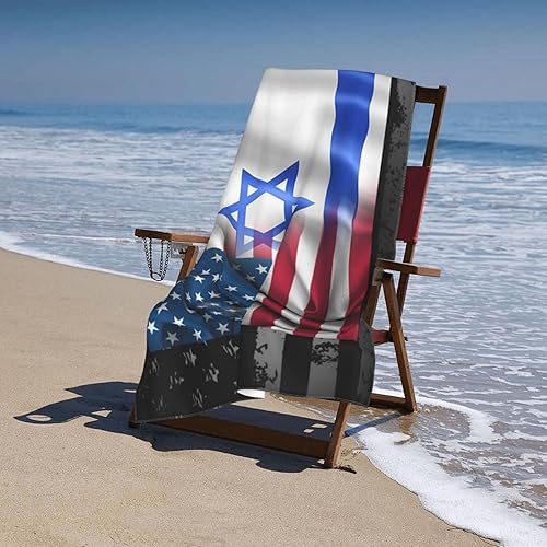 Miniatura 7 de Toalla de playa con banderas israelíes estadounidenses e israelíes, de secado rápido y altamente absorbente, toallas de natación suaves para hombre
