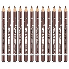Go Ho 12 PCS Brown Eyebrow Eyeliner Pencils,Sweatproof Eyebrow Pencil,Long-lasting Nice Color Eye Brow Gel Pen Makeup Brow Tint SticksMedium Brown
