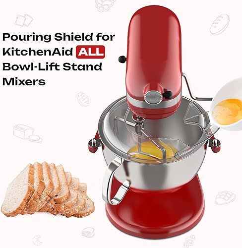 Miniatura 10 de Escudo de vertido para tazón mezclador KitchenAid de 4.5 a 5 cuartos de galón (acero inoxidable, vidrio y cerámica)  Protector contra salpicaduras