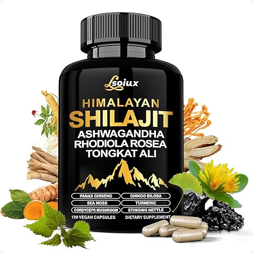 Shilajit para hombres y mujeres 10 en 1 cápsulas puras de Shilajit del Himalaya con Ashwagandha orgánica Rhodiola Rosea Suplementos Tongkat Ali