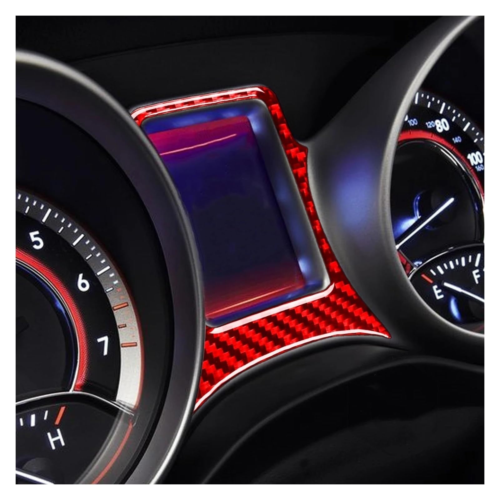 Rivestimento interno della consolle centrale Decorazione adesiva per telaio tachimetro interno auto per il viaggio 2011-2017(Rosso)