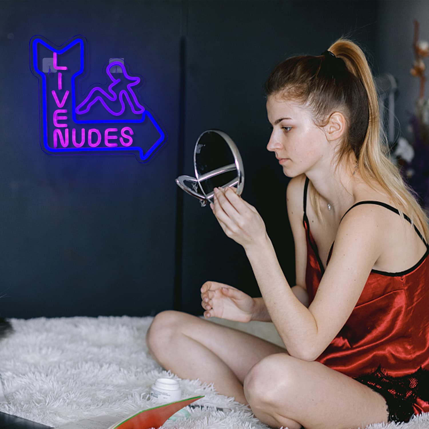 Looklight Lady Neon Sign,Neon Sign for Wall Decor,Lady Back Neon Light Up Sign,LED Sign Blue Neon Sign for Bedroom Man Cave Game Room Home Party Art Decor,Bar,Club: livenudes