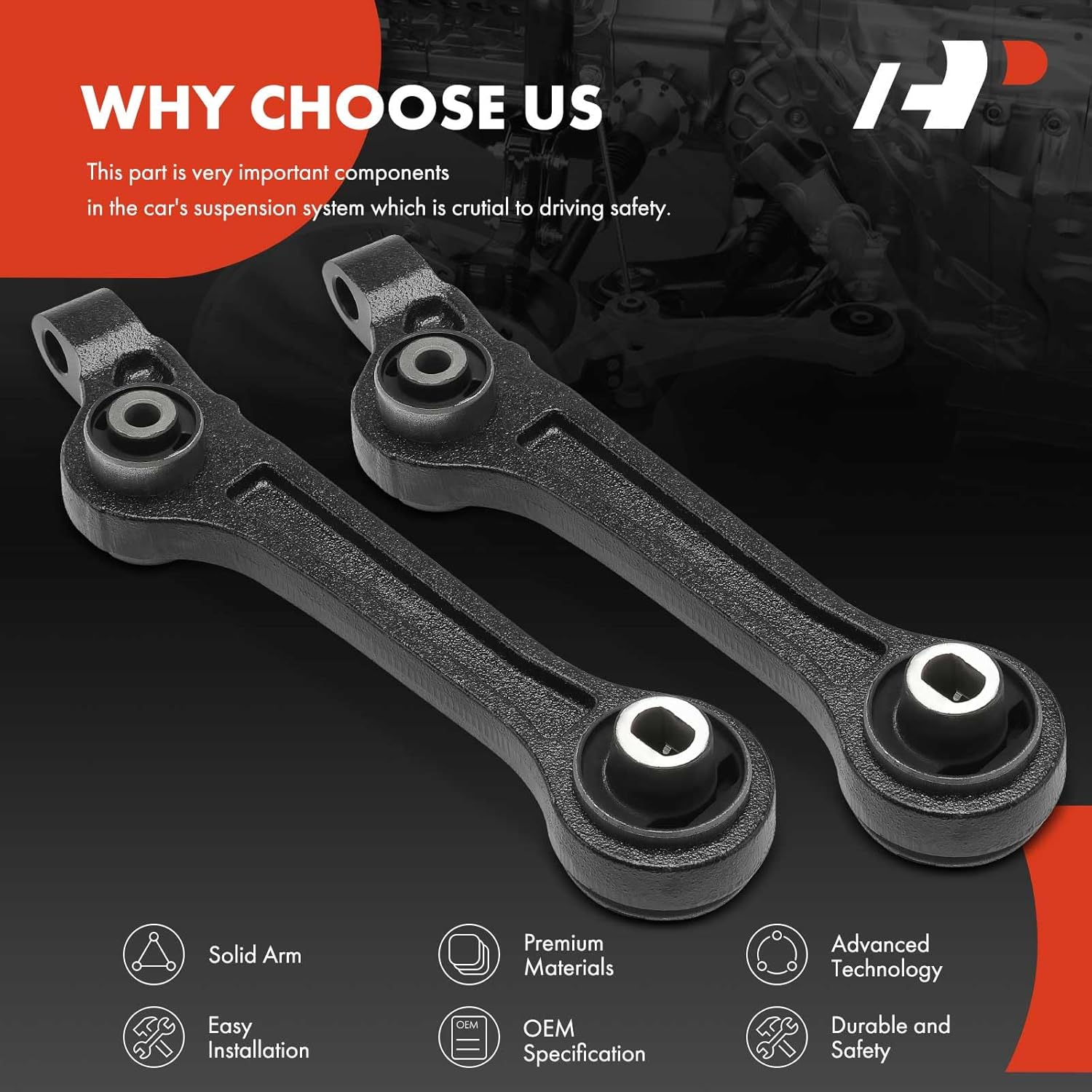 A-Premium 2 x Front Lower Rearward Control Arm with Bushing, Compatible with Dodge Charger 2011-2023, Challenger 2011-2023 & Chrysler 300 2011-2023