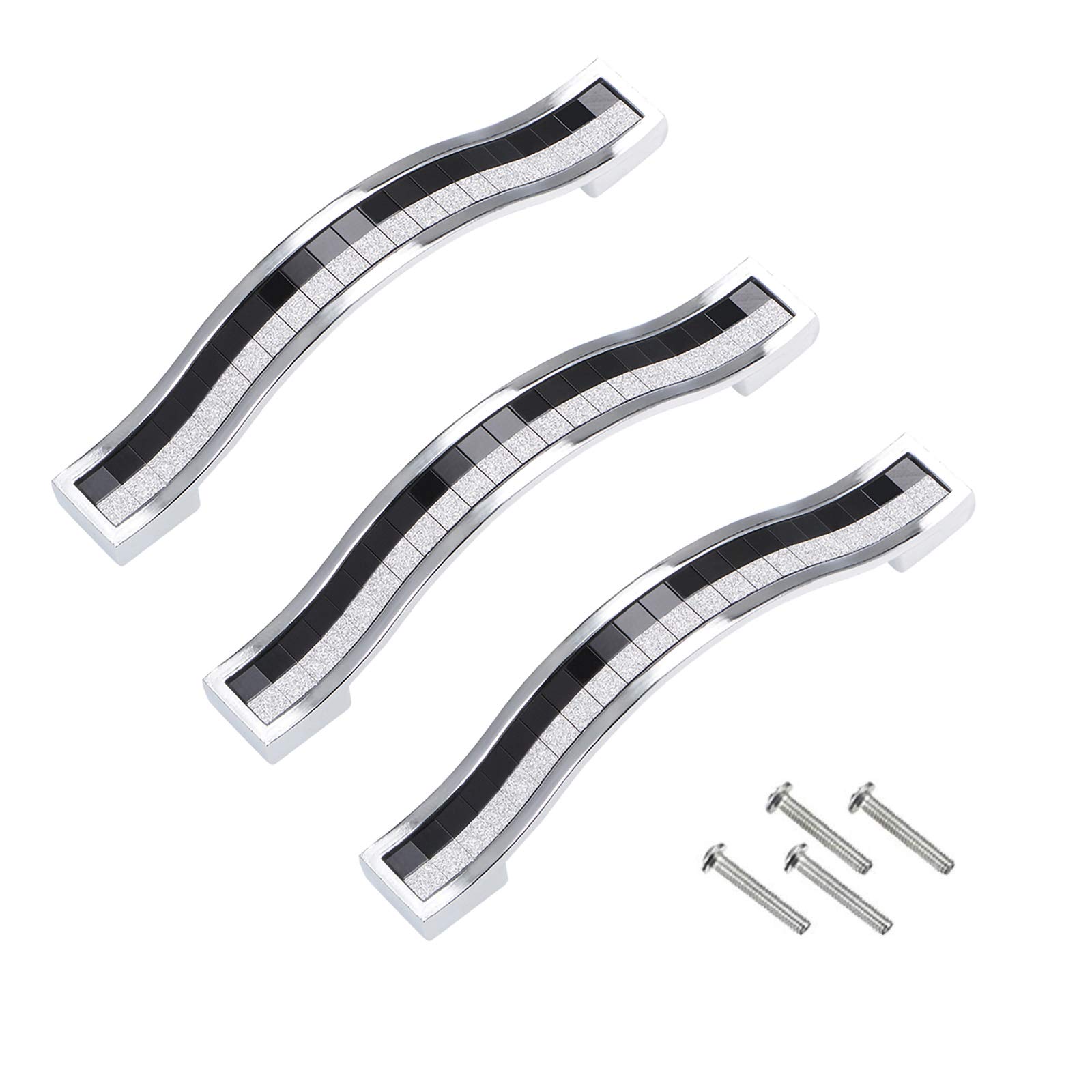 Confezione da 10 maniglie per mobili con maniglie da cucina con diamanti in cristallo Maniglie per armadietti Maniglie moderne per cassetti in lega di zinco (128 mm,rosso-argento (nero/argento 192 mm)