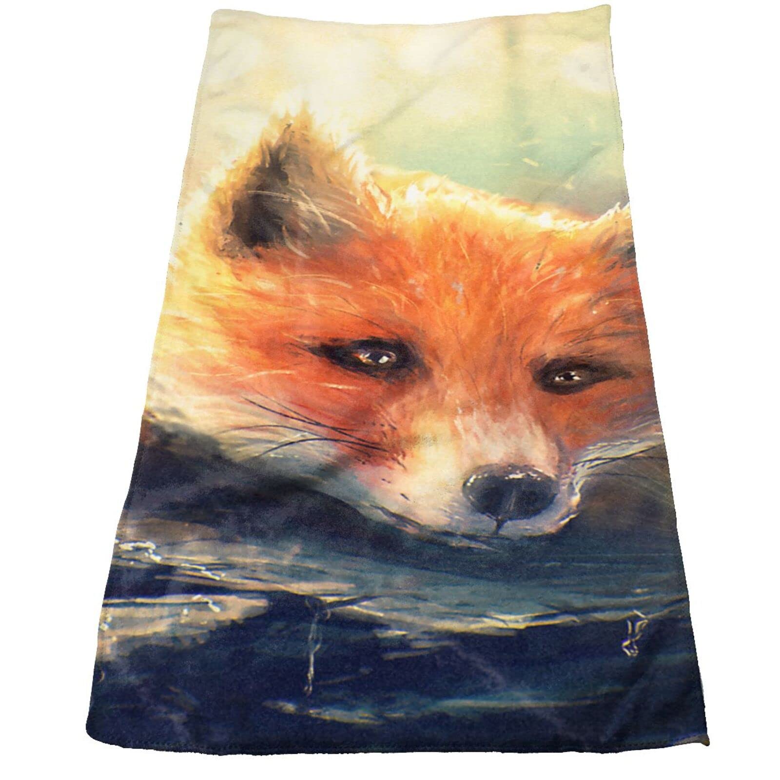 IUBBKICute-fox in the Cartoon Fashion Camping Towels, Quick-Drying Super Absorbent Soft Hand Towel 27.5 X 12 Inch (30cm×70cm)
